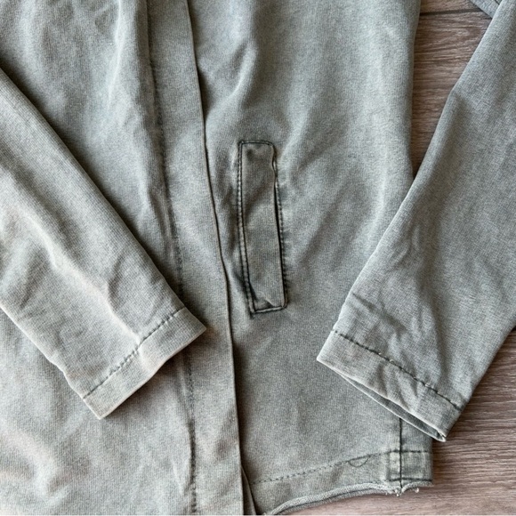 Keysha Washed Cotton Open Front  Hooded Jersey Sweatshirt Made in Italy - Picture 12 of 15